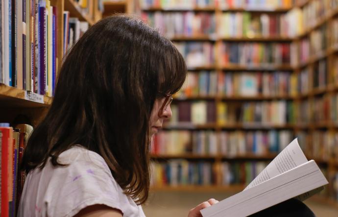 woman reading book